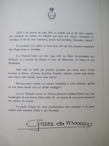 foreword  by Princess Grace - 1963 UNESCO