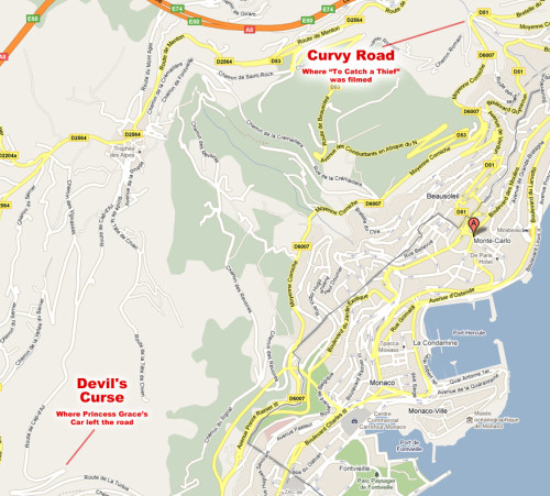 Princess Grace (Kelly) Car Crash Map