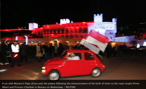 Monaco Palace in red & white national colors