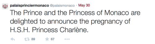 Palace of Monaco Pregnancy Announcement