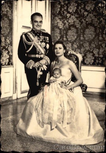 Prince Rainier and Princess Grace of Monaco with baby daughter Caroline