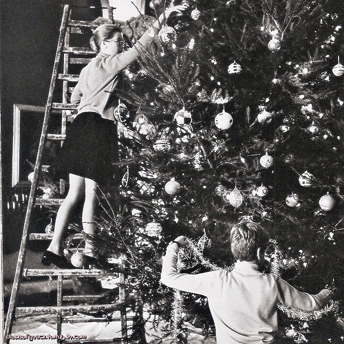 Princess Grace decorating Christmas tree - with Prince Albert