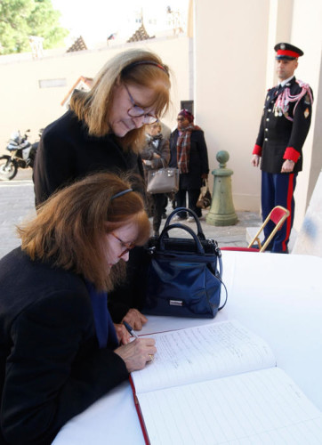 Residents of Monaco write down their congratulations and wishes to Prince Albert and Princess Charlene of Monaco AP Photo:Claude Paris