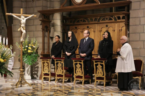 Monaco Royal Family attends a mass to honor of the Prince Rainier