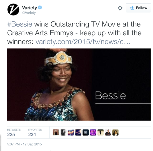 Bessie wins Outstanding TV Movie 2015