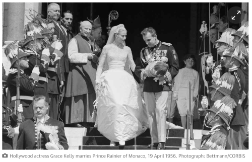  Hollywood actress Grace Kelly marries Prince Rainier of Monaco, 19 April 1956