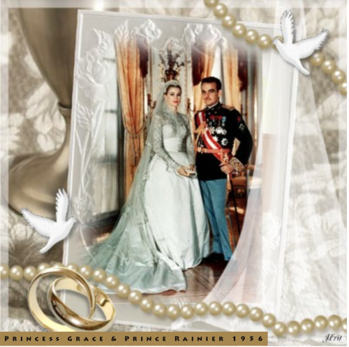 Princess Grace & Prince Rainier Wedding Potrait in 1956